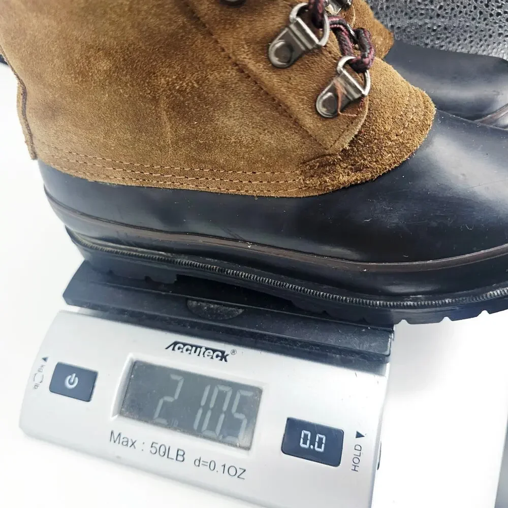 Northwest Territory ThermoLite Leather Suede Duck Boot Black Tan Rubber Womens 5